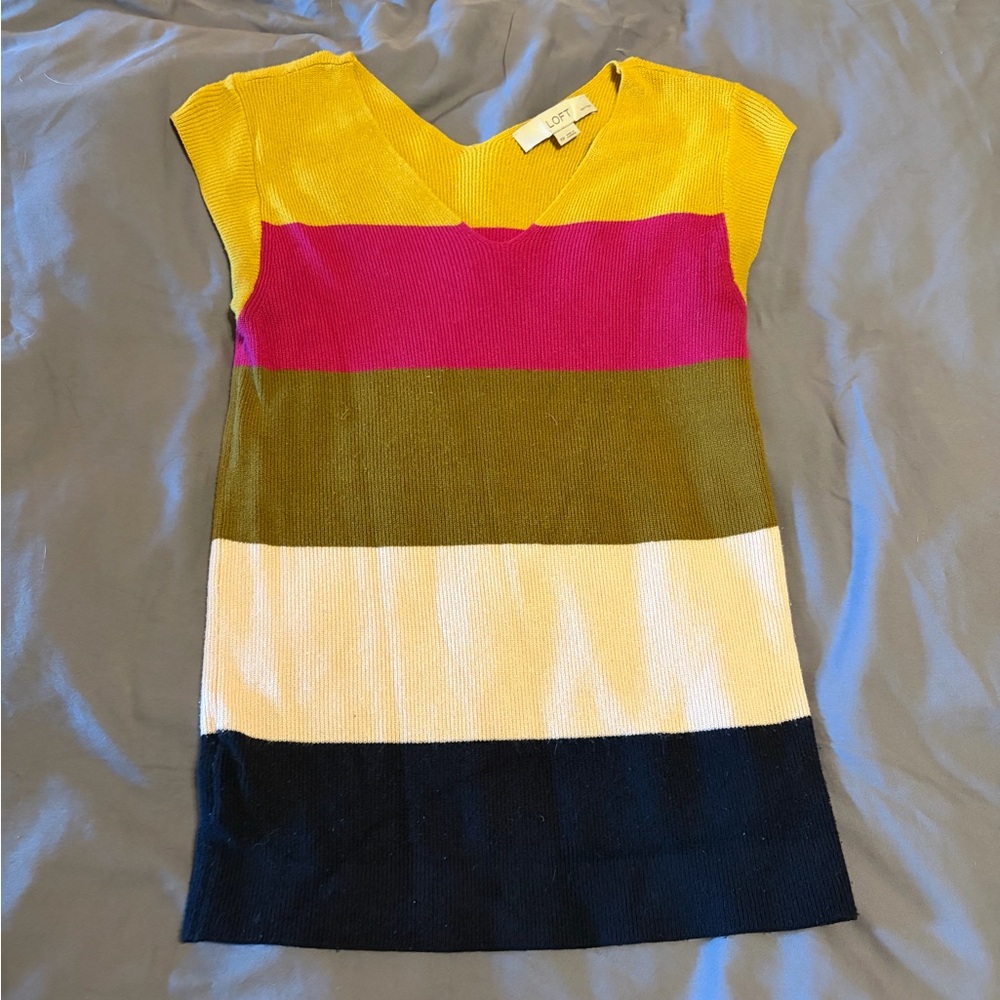 LOFT Girls Striped Knit Tank Top in Yellow, Pink, Olive, Cream, Black